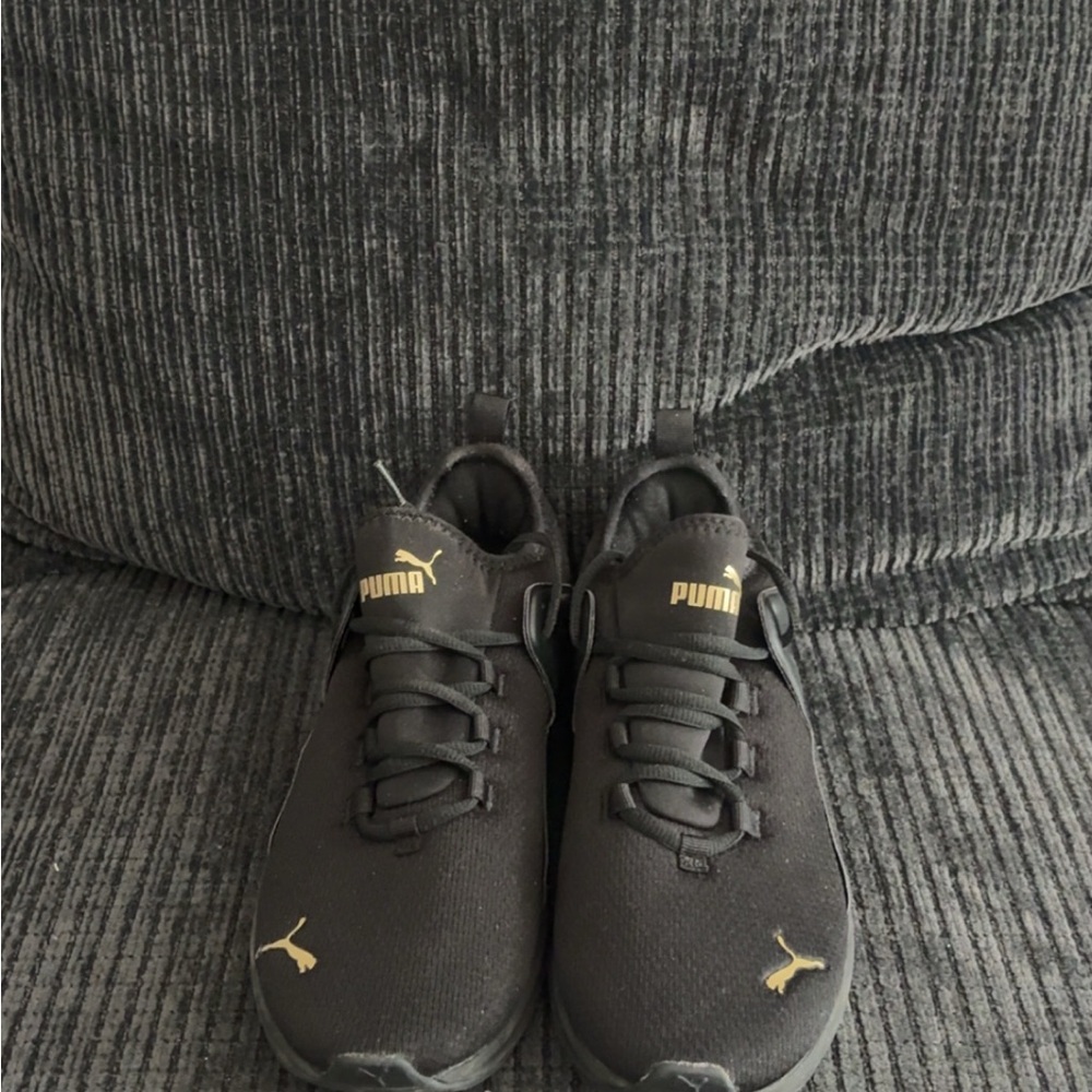 Puma Black Sneakers with Gold Details